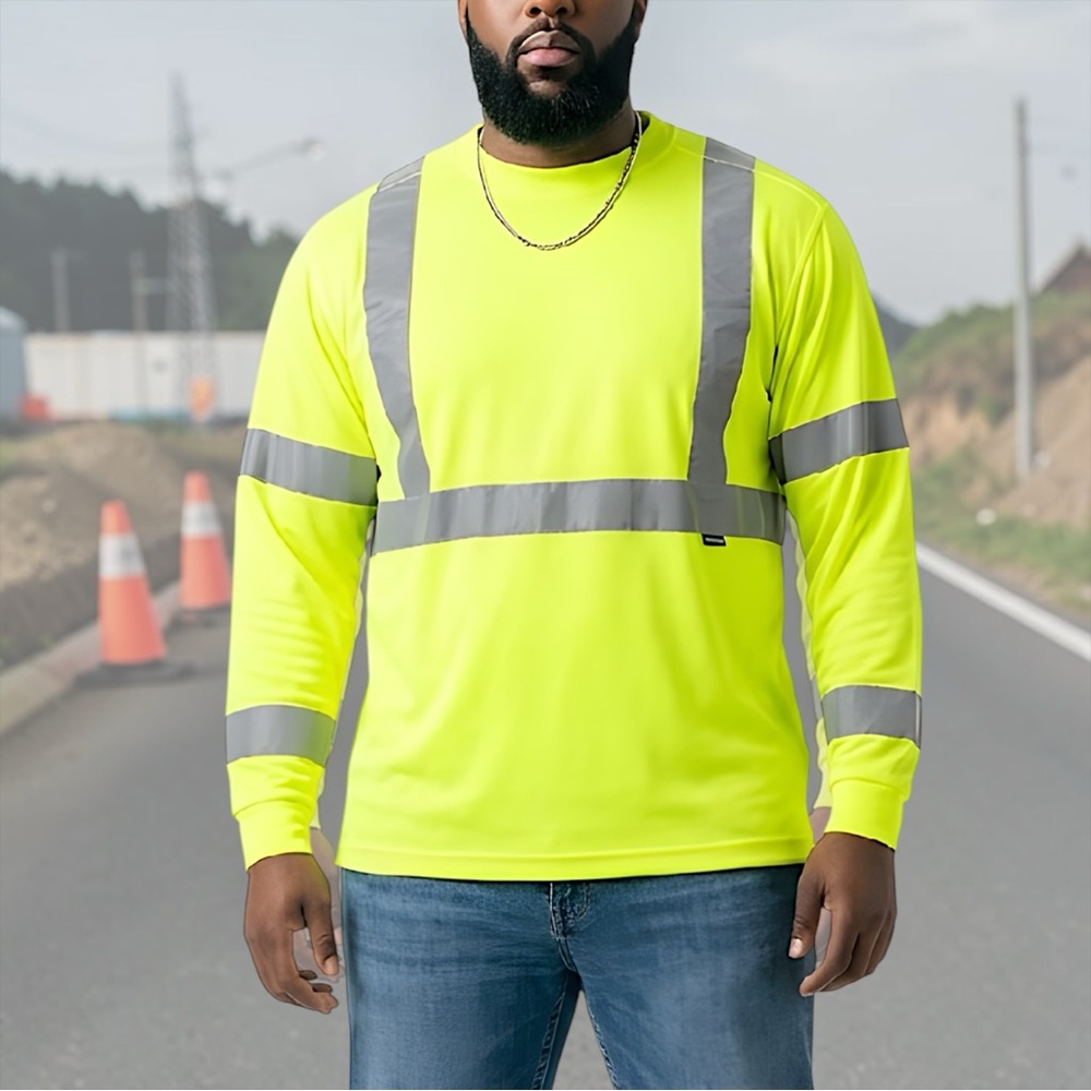 Wolverine Men’s Neon Yellow High Visibility Long Sleeve T-Shirt Sz M